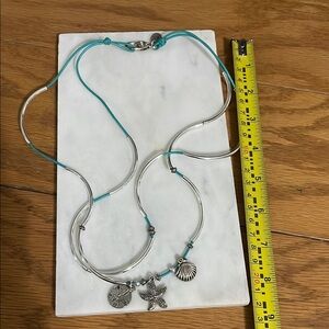 Nautical Silver and Blue Beaded Necklace and Bracelet in one! Lizzy James